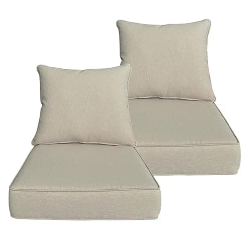 Goodgoods 22x24 inch Outdoor/Indoor Deep Seat Patio Cushions Set of 2 Resilient Foam Filling Water Repellent Stain-Resistant UV Resistant Weather Resistant Deep Seat Bottom Putty