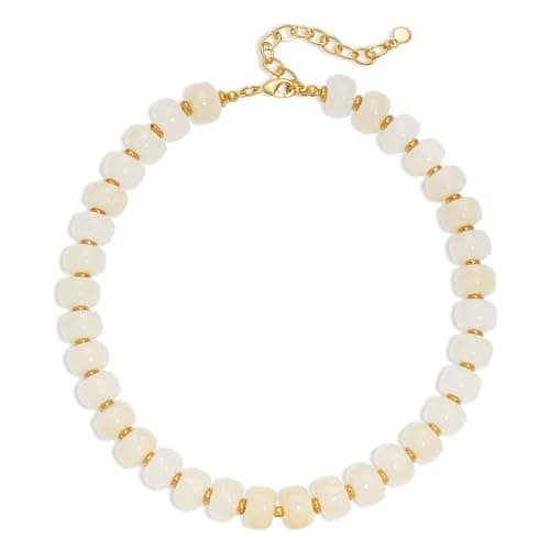 LILIE&WHITE Mothers Day Gifts for Mom Daughter White Resin Chunky Beaded Necklace for Women Minimalistic Beaded Choker Necklace Modern Statement Necklace Jewelry Accessories