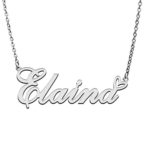RONKAH Elaina Custom Personalized Name Necklace Pendant Necklace with Heart Customized Necklace Best Gift for Women Christmas Valentine's Day Mother's Day Birthday AG