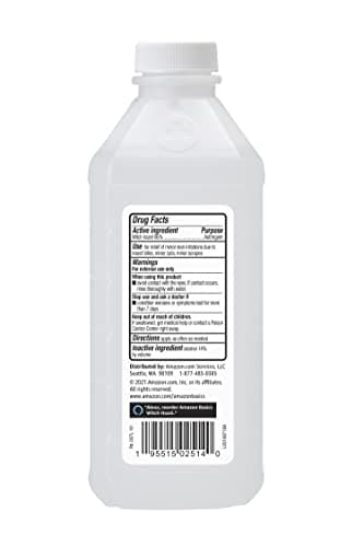 Amazon Basics Witch Hazel USP Astringent for Oily Skin, Relief from Irritation and Redness, Unscented, 16 Fluid Ounces (Previously Solimo)