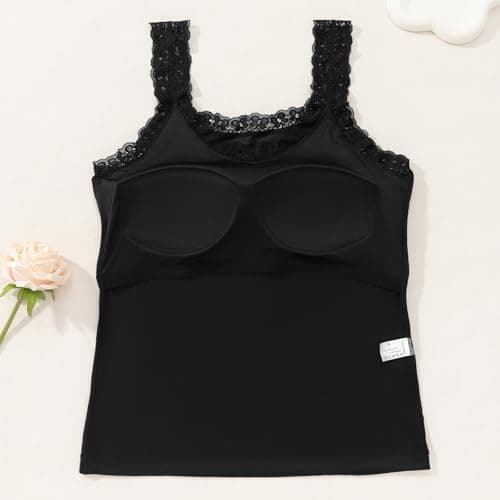 Women's Padded Square Neck Tank Tops Lace Summer Double Layer Sleeveless Tank Shirts Basic Going Out Clothes — view 6