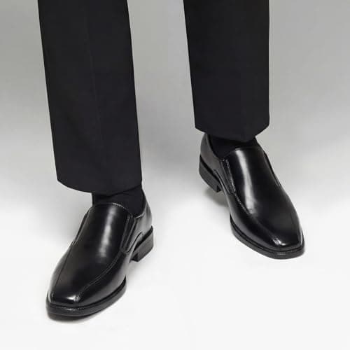 HEEZ Men's Black Dress Shoes, Slip On Loafers Dress Shoes for Men Comfortable, Non Slip Formal Shoes for Business Wedding Church — view 2