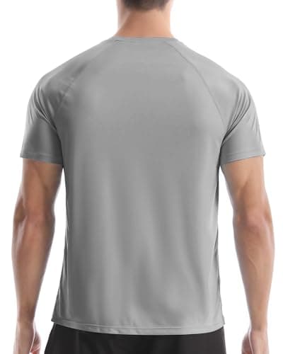 Roadbox Mens Sun Protection Swim Shirt, UPF 50+ Short Sleeve UV Rash Guard, Quick Dry Water T-Shirt for Surf Running Workout