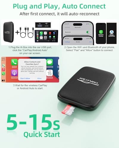 Upgraded Wireless CarPlay Adapter and Android Auto Wireless Adapter-Magic Link Ai Box Support Netflix/YouTube/Mirroring/TF Card Converts Wired to Wireless Carplay for OEM Wired CarPlay Cars — view 4
