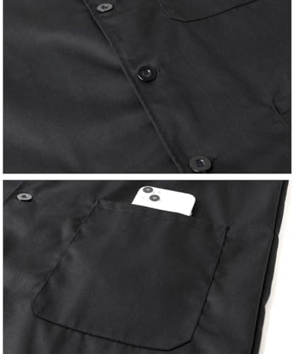 Mens Long Jacket Laboratory Coat Workwear Overcoat Adult LabCoat, Black, L — view 3