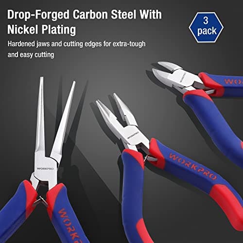 WORKPRO Mini Pliers Set, 3-Piece Small Pliers Tool Kit — view 4