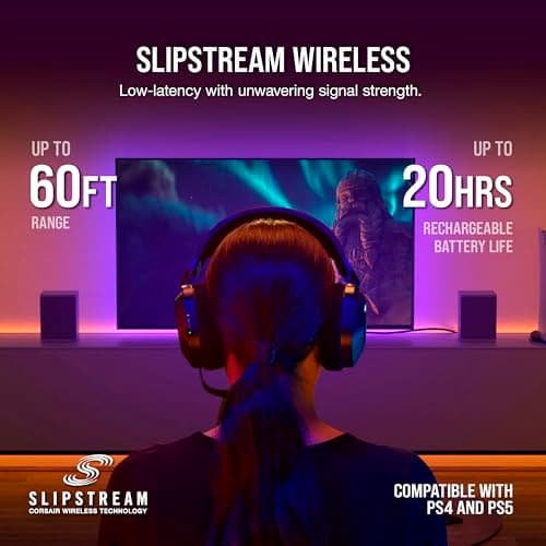 Corsair HS80 RGB Wireless Multiplatform Gaming Headset - Dolby Atmos - Lightweight Comfort Design - Broadcast Quality Microphone - iCUE Compatible - PC, Mac, PS5, PS4 - Black — view 4