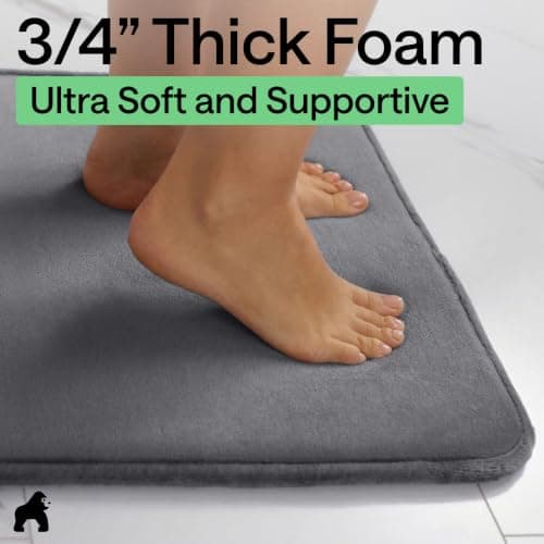GORILLA GRIP Thick Memory Foam Bathroom Mat, Soft Absorbent Bathtub Mats, Durable Underside, Machine Washable Quick Dry Bathmat Rug, Shower and Tub Floor Rugs, Bath Accessories, 61x43 cm, Graphite — view 3