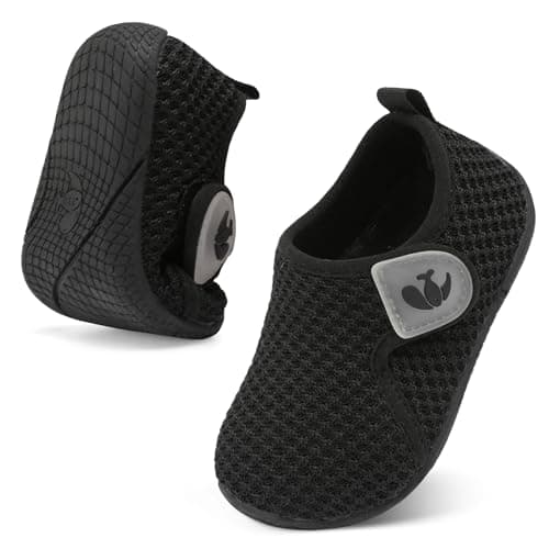 JOINFREE Baby Girls Shoes Boys Sneakers Barefoot Infant First Walking Shoe Sports Sneaker Black 12-18 Month Infant