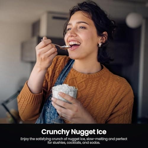 Kismile Nugget Ice Makers Countertop,Portable Ice Machine with Crushed Ice, 35lbs/Day,Self-Cleaning,One-Click Operation for Home Use(Silver) — view 5