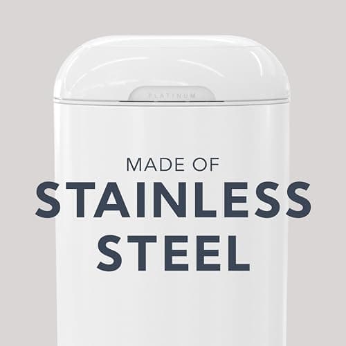 Diaper Genie Platinum Diaper Pail, White - Made in Durable Stainless Steel and Includes 1 Easy Roll Refill with 18 Bags — view 2