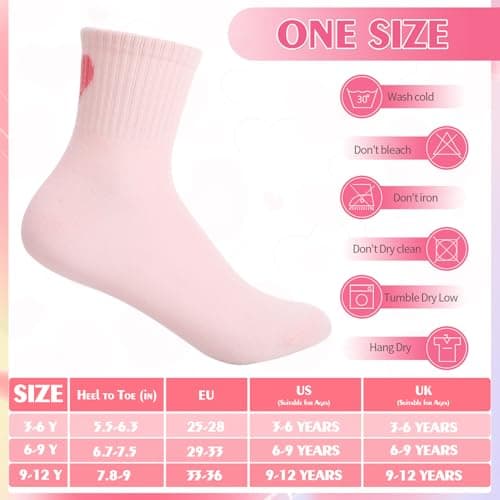 Guigui 6 Pairs Kids Cotton Crew Socks with Heart Stripes for Girls Boys 3-12 — view 2