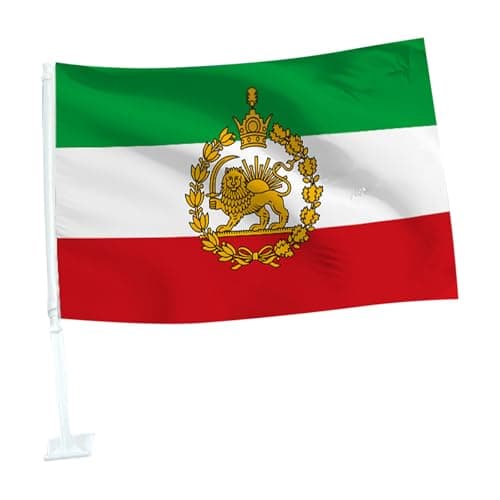 Small Iran Car Flags Banner Iranian Car Window Flags Small Former Lion Sun Banner Persia Historic Iranian Flag Car Flag for Sedan Truck RV Commuting Travel Adventure (a3-A+B,One Size)