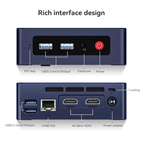 Beelink Mini S12 Mini PC, 12th Intel Alder Lake- N95 (4C/4T, up to 3.4GHz), 8GB DDR4 256GB M.2 SSD, Mini Desktop Computer Support 4K@60Hz Dual Display/WiFi 6/BT5.2/USB 3.2/2.5GB LAN for Home/Office — view 6