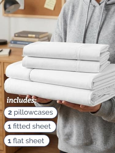 Twin XL 4 Piece Sheet Set - Cooling & Breathable Bed Sheets - Hotel Luxury Bed Sheets for Women, Men, Kids & Teens - Bedding with Deep Pockets & Easy Fit - Soft and Wrinkle Free - Twin XL White Sheets — view 2