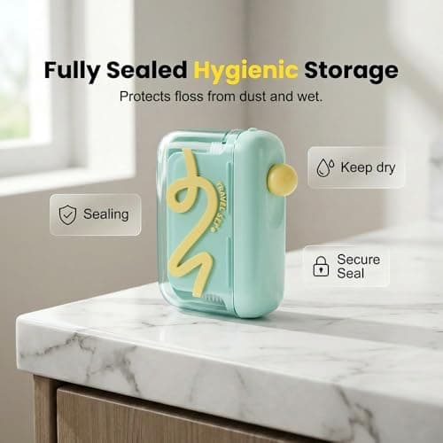 Automatic Pop-up Portable Floss Dispenser with 50 Pcs Dental Floss, Refillable for Home, Restaurant, and On-the-Go Oral Care (Pink) — view 4