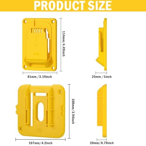 ANIRUDH 30 Pack Power Tool & Battery Holder for Dewalt | Heavy Duty Mounts, Compact Storage Solution for Garage, Workshop & Utility Rooms (15 Tool + 15 Battery Docks) (30, Yellow) — view 5