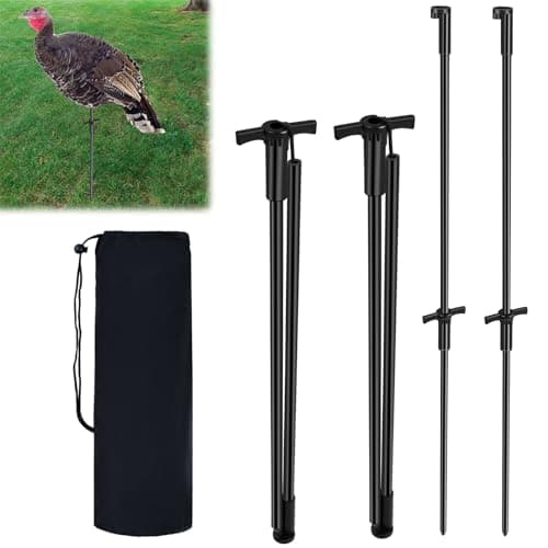 SHILIU 4pcs Turkey Decoy Hunting Stakes, Lightweight Collapsible Turkey Decoys Replacement Stake Fiberglass Portable Decoy Poles for Outdoor LCD Turkey Decoys Hunting Accessories