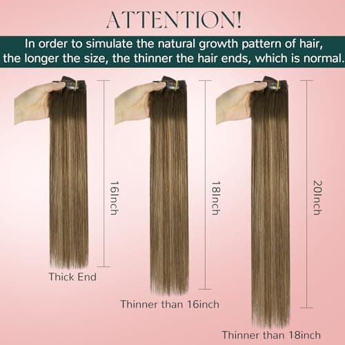 Easyouth Balayage Clip in Hair Extensions Seamless Real Human Hair Clip in Extensions Dark Brown Fading to Caramel Blonde Mix Brown Balayage Human Hair Extensions Clip ins 12 Inch 80G 7Pcs — view 6