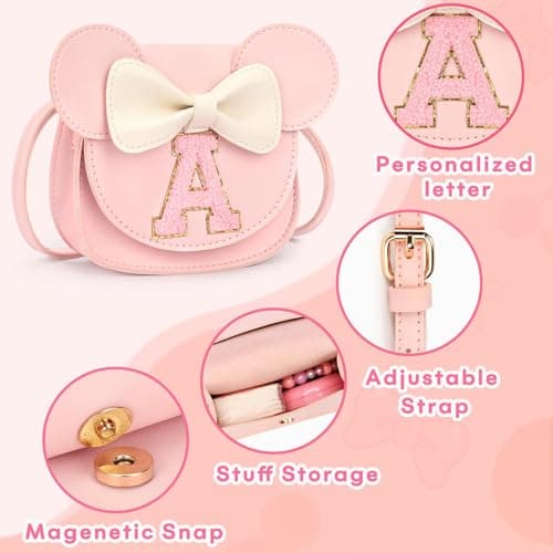 mibasies Toddler Purse Girl Gifts: Girls Birthday Gifts for 3-8 - Toys for Ages 2-4 Purse, Pink, Letter A — view 6