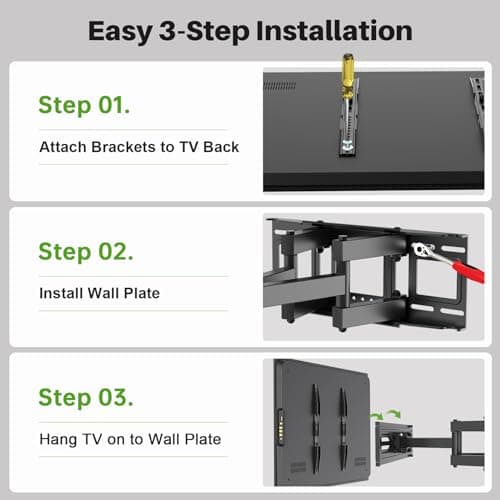 USX MOUNT Full Motion TV Wall Mount for Most 32-70 inch TVs up to 99 lbs, Wall Mount Bracket with Dual Articulating Arms, Swivel, Tilt, Max VESA 400x400mm, TV Mount Fits 12”/16” Wood Studs — view 6