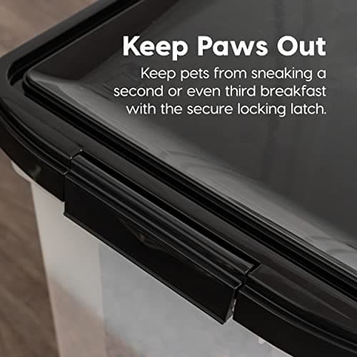 IRIS USA Airtight Dog Food Storage Container, WeatherPro, Up to 10 lbs, for Dog Cat Bird and Other Pet Food Storage Bin, Keep Fresh, Translucent Body, Made in USA, Clear/Black — view 5