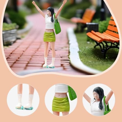 Colaxi 1/64 Miniature Girl Figures 1:64 Scale Mini Collection Resin Realistic,Diorama for Micro Landscapes Decoration Accessories — view 2