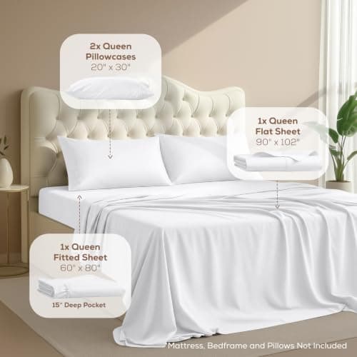 Utopia Bedding Queen Bed Sheets Set - Pack of 2 Sheet Sets - Perfect for Spa, Hotel, & Guest Bedroom - Brushed Microfiber - Shrinkage and Fade Resistant - Easy Care (White)