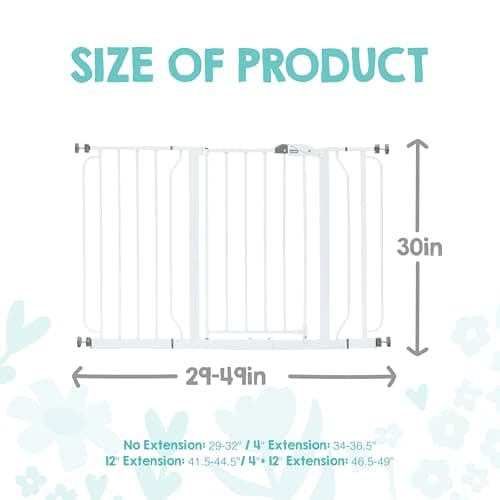 Regalo Easy Step 49-Inch Extra Wide Baby Gate, Includes 4-Inch and 12-Inch Extension Kit, 4 Pack of Pressure Mount Kit and 4 Pack of Wall Mount Kit, Black