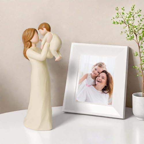 New Mom Gifts - 7” Mother and Child Figurine, Hand-Painted Resin Statue for First Time Mothers, Baby Shower Adoption Birthday — view 4