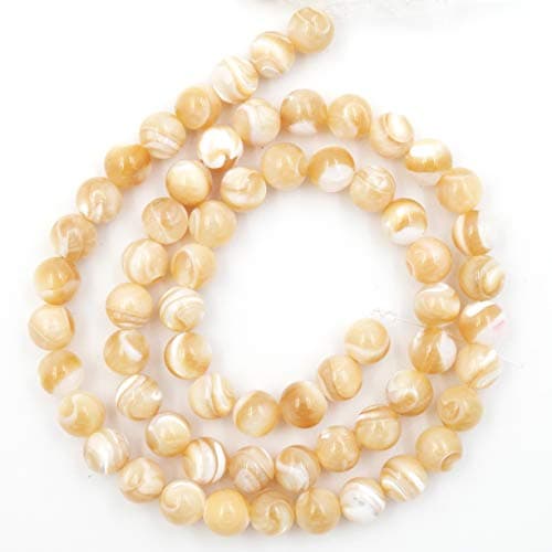 Malahill Gemstone Beads for Jewelry Making, Sold per Bag 5 Strands Inside, Khaki Trumpet Shell Beads 10mm — view 4