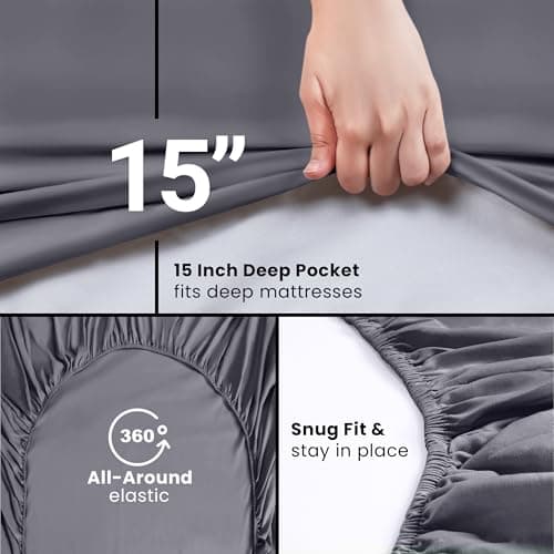 Utopia Bedding Queen Fitted Sheets - Bulk Pack of 2 Bottom Sheets - Soft Brushed Microfiber - Deep Pockets - Shrinkage & Fade Resistant - Easy Care (Queen, Grey) — view 5