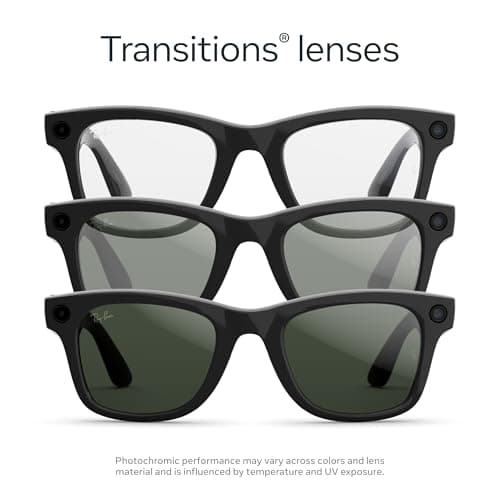 Ray-Ban Meta (Gen 2); Wayfarer; Shiny Black | Smart AI Glasses for Men; Women — 2X Battery Life — 3K Ultra HD Resolution and 12 MP Wide Camera; Audio; Video — Transitions® Graphite Green Lenses — view 4