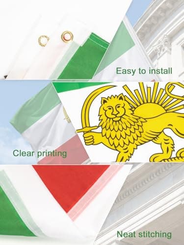 Iran Flag with Lion and Sun 3 X 5 Ft, Iranian Flag Persian Flag for Garden and Outdoor Decoration, Polyester (A) — view 2