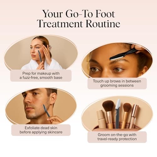 Kitsch Dermaplane Razor for Women Face – Face Razors for Women & Men, Eye Brow Razors & Face Shaver – Exfoliating Facial Razor & Dermaplaner as Skin Care Tool for Smoother Skin - Black, 6 pcs — view 5