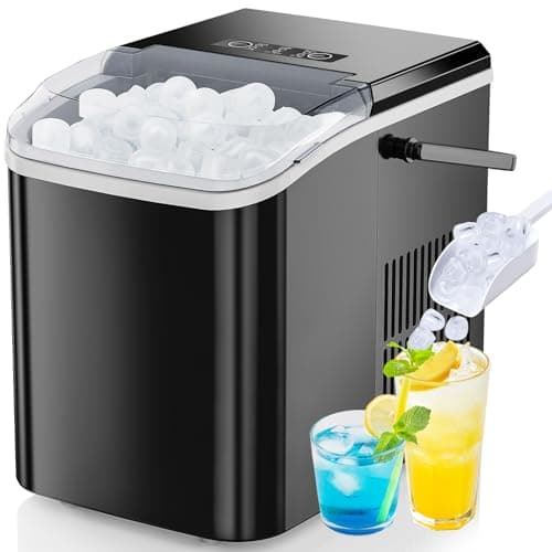 DUMOS Countertop Ice Maker with Handle, 26lbs/24H Portable Ice Machine