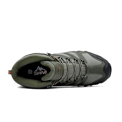 NORTIV 8 Men's Ankle High Waterproof Hiking Boots Outdoor Lightweight Shoes Backpacking Trekking Trails ARMADILLO,Size 10.5W,Army/Green/Black/Orange,160448_M-W — view 4