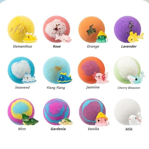 2026 New Natural Bath Bombs for Kids with Mega Bubbles & Surprise Inside, Natural Colorful Bubble Fizzies with Toys Inside, Easter Basket Stuffers Gift Set,Skin-Friendly Bathing Kit (Sea Animal 12pc) — view 5