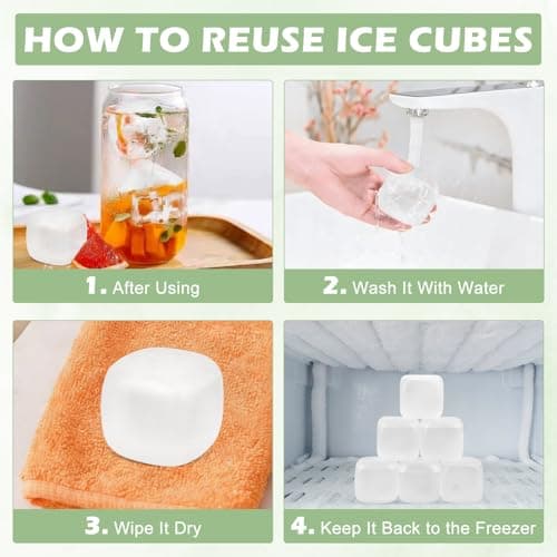 Extra Large Reusable Ice Cubes for Drinks(2” Square) - 12 Pack BPA-Free Plastic Ice Cube - Chills Drinks Without Diluting Suitable for Large Containers, Water Pitchers, Cold Therapy Devices — view 4