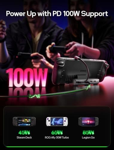 JSAUX 4K@120Hz Docking Station for Steam Deck/OLED/ROG Ally X/Legion Go/MSI Claw, 5-in-1 Dock for Steam Deck OLED with HDMI, 100Mbps Ethernet, Dual USB A 2.0 and 100W USB C Port （HB0602S Upgraded） — view 3