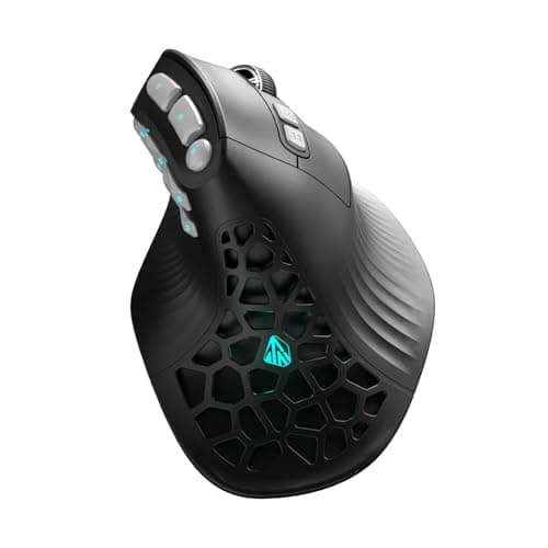 SOLAKAKA E9 PRO Vertical MMO Gaming Mouse with 8K Dongle- 36000 DPI PAW3395 Sensor,8,000Hz Polling Rate,Tri-Mode Ergonomic Wireless Mouse with 10 Side Buttons,RGB Mouse for PC/Mac - Black