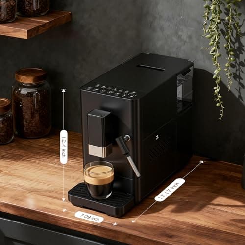 Electactic Fully Automatic Coffee Machine with Grinder, 20 Bar Coffee Maker with Milk Frother, Adjustable Grinding Coffee Machine for Cappuccino & Latte, Touch Control & Auto Self-Cleaning — view 6