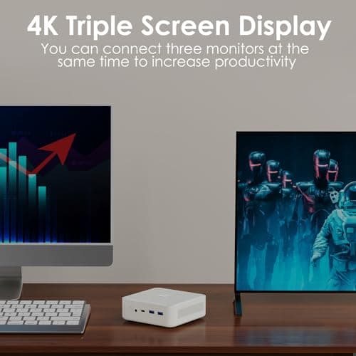 CyberGeek Mini PC AMD Ryzen 7 5700u (8C/16T,up to 4.3 GHz), Mini Computers 32GB DDR4 RAM 1TB PCIe SSD, Mini Gaming Desktop Supports 4K@60Hz/Triple Display/WiFi/BT5.0/HDMI+DP/VESA Office/Home/School — view 2