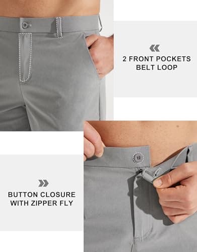 Libin Mens Golf Pants Stretch Work Dress Pants 30" Quick Dry Lightweight Business Casual Pant for Men Comfy Water Resistant, Light Grey, 28W x 30L — view 4