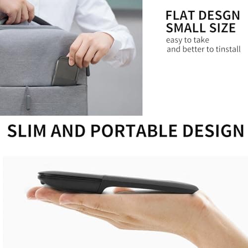 GlowarcPro Bluetooth Arc Touch Mouse, Portable Slim Folding Travel Mouse whitout USB Dongle, Foldable Mice for Laptop, Tablet - Black — view 2