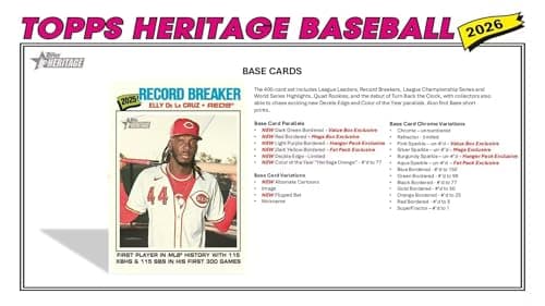 2026 Topps Heritage Baseball Series 64 Card Value Box Featuring Blaster Exclusive Dark Green and Pink Sparkle Parallel Cards Plus a Chance for Relics and Autographs — view 3