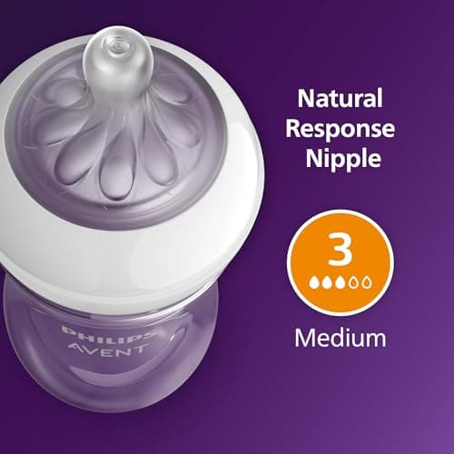 Philips Avent Natural Baby Bottles with Natural Response Nipples (Medium Flow, Flow 3), 9oz, 4-Pack, SCY903/04 — view 6