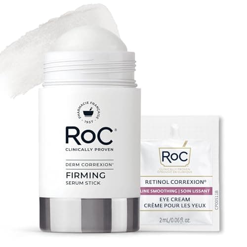 RoC Derm Correxion Retinol Firming Serum Stick with Antioxidants to Visibly Tighten and Firm Wrinkles and Laugh Lines For Men and Women + Retinol Eye Cream Packette, 1.0 oz (Packaging May Vary)