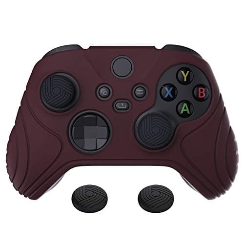 eXtremeRate PlayVital Samurai Edition Silicone Skin for Xbox Series S/X Controller, Anti-Slip Ergonomic Protective Case Cover for Xbox Core Controller w/Thumb Grips - Wine Red