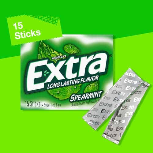 Extra Gum Spearmint Sugarfree Gum Bulk, Individually Wrapped, Perfect for Long Lasting Fresh Breath at School, Work & Travel 15 Count, Pack of 10 — view 4